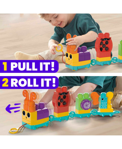 Shop Mega Bloks Fisher-price Sensory Toy Blocks Move And Groove Caterpillar 24 Pieces For Toddler Set In Multi-color