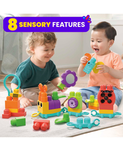 Shop Mega Bloks Fisher-price Sensory Toy Blocks Move And Groove Caterpillar 24 Pieces For Toddler Set In Multi-color