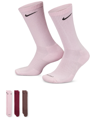 Shop Nike Everyday Plus Cushioned Training Crew Socks 3 Pairs In Multicolor,pink