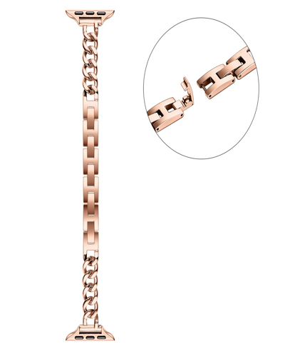 Shop Posh Tech Unisex Skinny Nikki Stainless Steel Chain-link Band For Apple Watch Size- 42mm, 44mm, 45mm, 49mm In Rose Gold