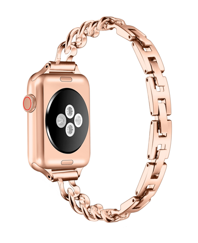 Shop Posh Tech Unisex Skinny Nikki Stainless Steel Chain-link Band For Apple Watch Size- 42mm, 44mm, 45mm, 49mm In Rose Gold
