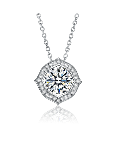 Shop Stella Valentino Sterling Silver White Gold Plated With 1ctw Lab Created Moissanite Round Halo Vintage Style Pendant 