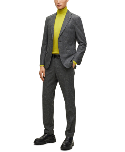 Shop Hugo Boss Boss By  Men's Micro-pattern Slim-fit Jacket In Open Gray