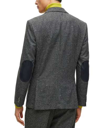 Shop Hugo Boss Boss By  Men's Micro-pattern Slim-fit Jacket In Open Gray