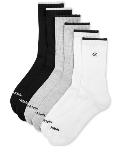 Shop Calvin Klein Women's 6-pk. Solid Cushion Quarter Socks In Grey Assorted