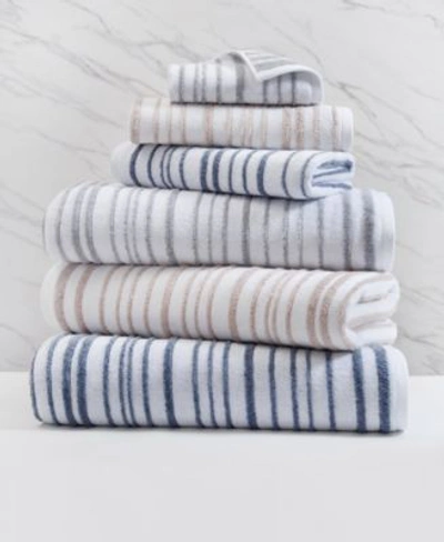 Shop Cassadecor Urbane Stripe Cotton Towel Collection In Linen,white