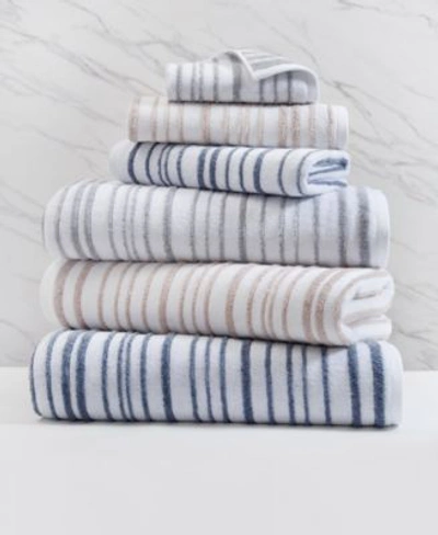 Cassadecor Urbane Stripe Cotton Towel Collection In Linen,white
