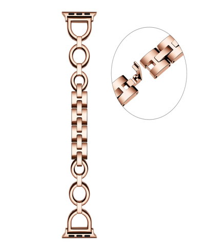 Posh Tech Unisex Journey Square Link Stainless Steel Band For Apple Watch Size- 42mm, 44mm, 45mm, 49mm In Rose Gold