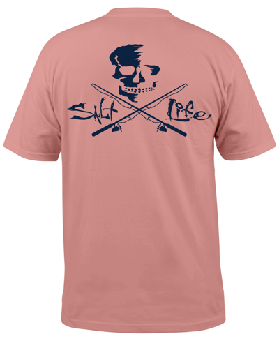 Shop Salt Life Men's  Skull And Poles Graphic Short-sleeve T-shirt In Pink Clay