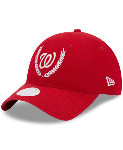 Shop New Era Women's  Red Washington Nationals Leaves 9twenty Adjustable Hat