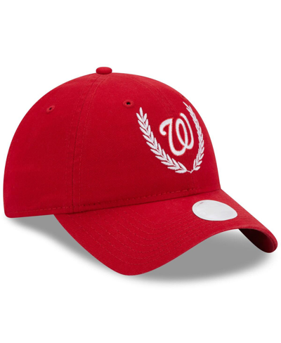 Shop New Era Women's  Red Washington Nationals Leaves 9twenty Adjustable Hat