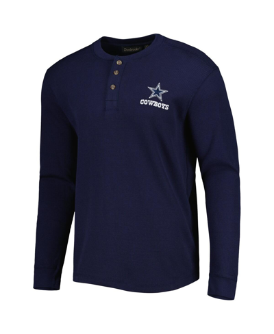 DUNBROOKE MEN'S NAVY DUNBROOKE MAVERICK THERMAL HENLEY LONG SLEEVE T-SHIRT 