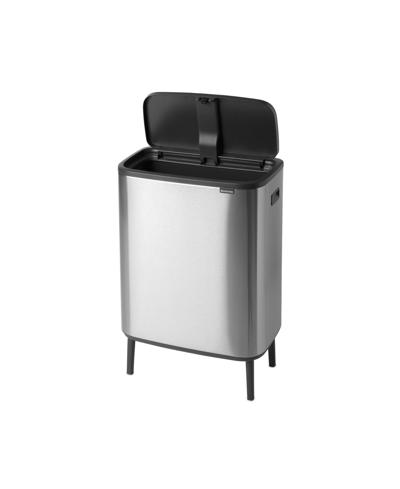 Brabantia Bo Touch Top Hi Trash Can, 16 Gallon, 60 Liter In Matte Steel Fingerprint Proof