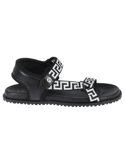 Shop Versace Sandals In Nero+bianco-rutenio Ultra Nero