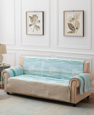 Greenland Home Fashions Maui Coastal Sofa Protector, 127" X 77" In Surf