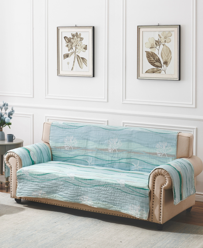 Greenland Home Fashions Maui Coastal Sofa Protector, 127" X 77" In Surf