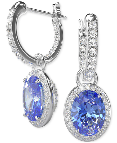 Shop Swarovski Constella Silver-tone Crystal Drop Earrings In Blue