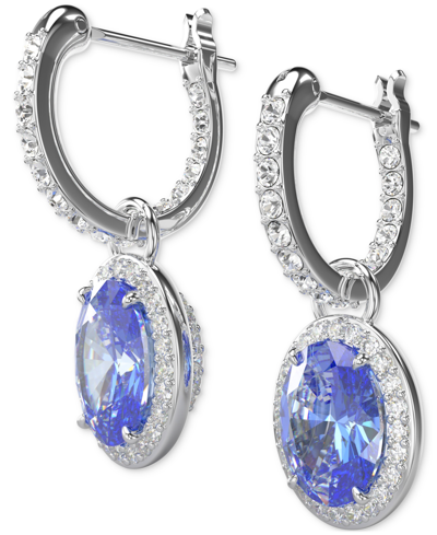 Shop Swarovski Constella Silver-tone Crystal Drop Earrings In Blue