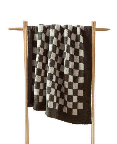 Sunday Citizen Checkerboard Throw, 52" X 75" In Mocha