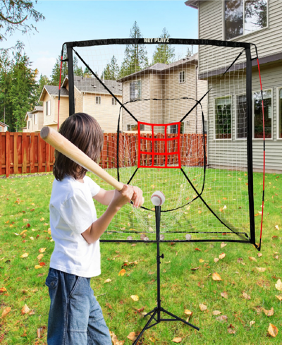 Net Playz Baseball Net, Kids Practice Net, Hitting Pitching Training Aids, Portable, 5' X 5' In Black