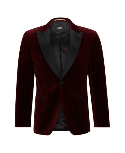 Shop Hugo Boss Boss By  Men's Slim-fit Tuxedo Jacket In Dark Red