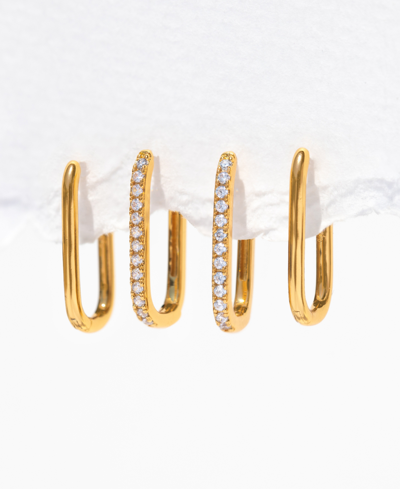 Shop Girls Crew 18k Gold-plated 2-pc. Set Pave Oval Hoop Earrings