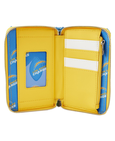 Shop Loungefly Women's  Los Angeles Chargers Sequin Zip-around Wallet In Blue,yellow