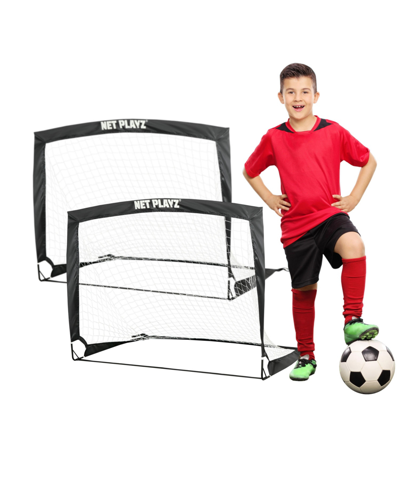 Net Playz Backyard Soccer Goal, Kids Pop-up Backyard Soccer Goals Set Of 2 In Black