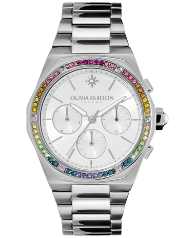 Shop Olivia Burton Women's Hexa Multifunction Silver-tone Stainless Steel Bracelet Watch 38mm