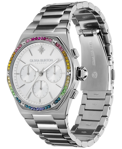 Olivia Burton Women's Hexa Multifunction Silver-tone Stainless Steel Bracelet Watch 38mm In Silver