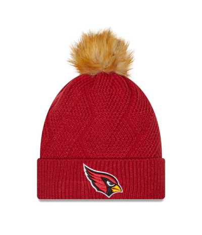 Shop New Era Women's  Cardinal Arizona Cardinals Snowy Cuffed Knit Hat With Pom
