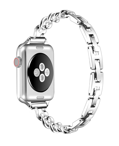 Shop Posh Tech Unisex Skinny Nikki Stainless Steel Chain-link Band For Apple Watch Size- 38mm, 40mm, 41mm In Silver