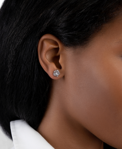 Adornia Baguette Cz Cluster Stud Earrings In Silver