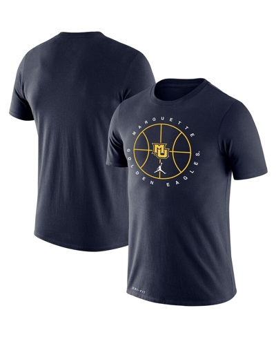 Shop Jordan Men's  Brand Navy Marquette Golden Eagles Basketball Icon Legend Performance T-shirt
