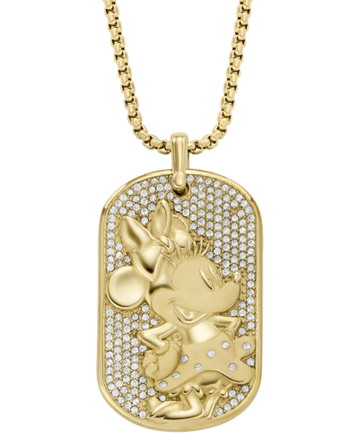Shop Fossil Disney X  Special Edition Women's Clear Crystal And Gold-tone Minnie Mouse Necklace In Gold Tone