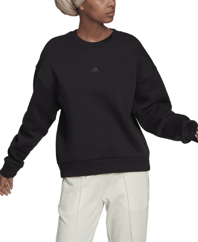 Shop Adidas Originals Women's All Szn Fleece Crew Neck Sweatshirt In Black