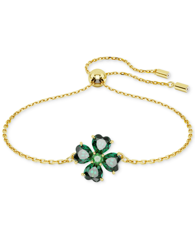 Shop Swarovski Gold-tone Idyllia Green Crystal Bracelet
