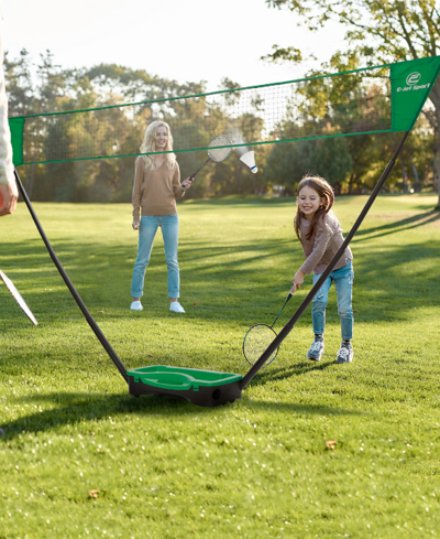 E-jet Sport Badminton Net Outdoor Game, Badminton Set, Rackets Shuttlecocks Combo For Kids Family Portable, No T In Green