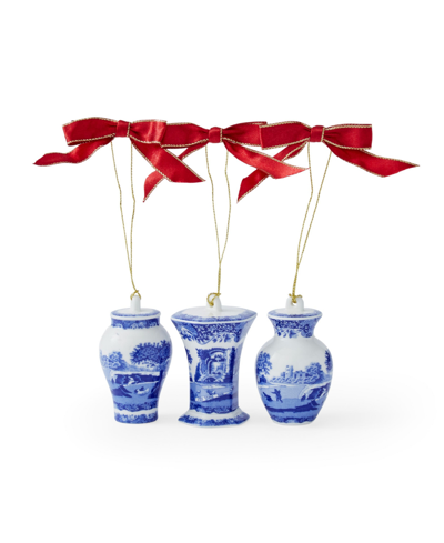 Spode Blue Italian Mini Urn Ornaments, Set Of 3 In Blue