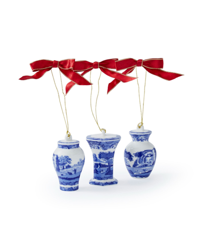Spode Blue Italian Mini Urn Ornaments, Set Of 3 In Blue