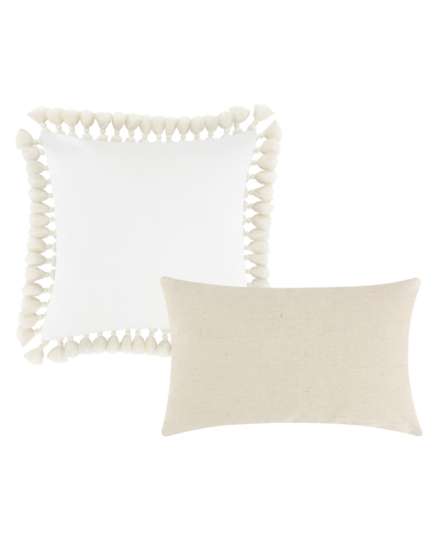 Greenland Home Fashions Atlantis Embellished Decorative Pillow Set, 12" X 20" & 18" X 18" In Jade