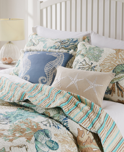 Greenland Home Fashions Atlantis Embellished Decorative Pillow Set, 12" X 20" & 18" X 18" In Jade
