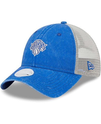 Shop New Era Women's  Blue New York Knicks Micro Logo 9twenty Trucker Adjustable Hat