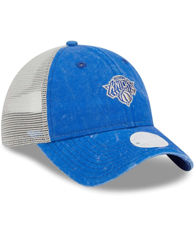 Shop New Era Women's  Blue New York Knicks Micro Logo 9twenty Trucker Adjustable Hat