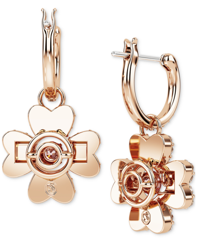Swarovski Women's Idyllia Rose Goldtone & Crystal Clover Drop Earrings In Rose Gold