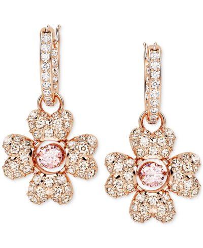 Swarovski Women's Idyllia Rose Goldtone & Crystal Clover Drop Earrings In Rose Gold
