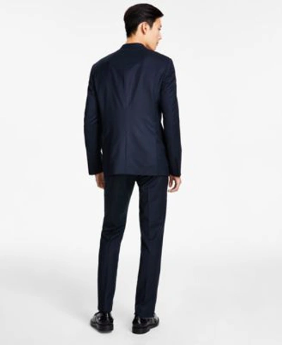 Shop Calvin Klein Mens Slim Fit Wool Blend Stretch Suit Separates In Black Blue