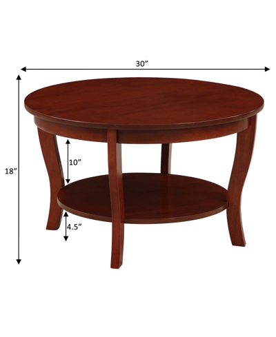 Convenience Concepts 30" Medium-density Fiberboard American Heritage Round Coffee Table In Mahogany