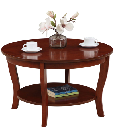Convenience Concepts 30" Medium-density Fiberboard American Heritage Round Coffee Table In Mahogany