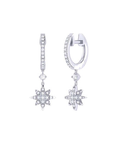 Shop Luvmyjewelry North Star Design Sterling Silver Diamond Hoop Women Earring In White